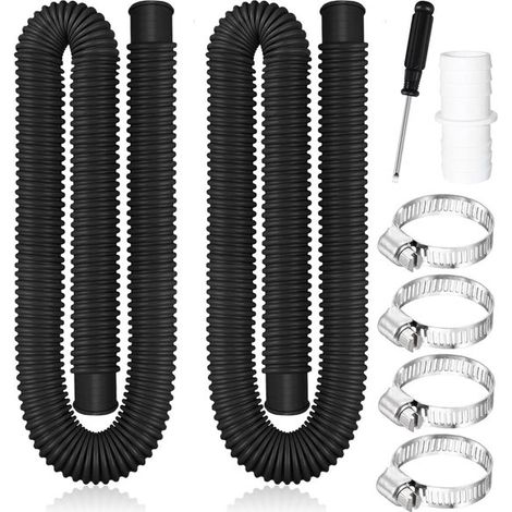 Schwimmbadschlauch - 32 mm, 2 Stück, 150 cm, mit 4 Metallklemmen (Set A, schwarz) (1/5)