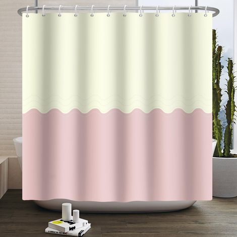 180x243cm Rideau de Douche Jaune Rose Deux Couleurs Minimaliste Tissu Polyester Classique Traditionnel Plain pour Salle de Bains Décoration avec Crochet (1/5)