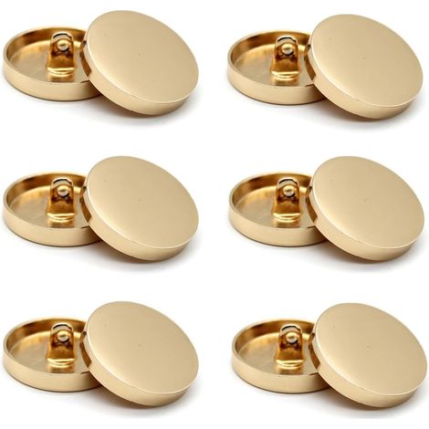 Lot de 10 boutons en métal doré, boutons plats en métal de 25 mm, boutons ronds en aluminium, boutons de couture ronds pour chemises, manteaux, costumes, pantalons, blazers et jeans. (1/5)