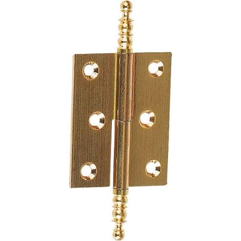 Itar – Paumelles en laiton poli étiré – Gond de fixation gauche – Hauteur 50 mm – Largeur ouverte 40 mm – Vendu à l'unité