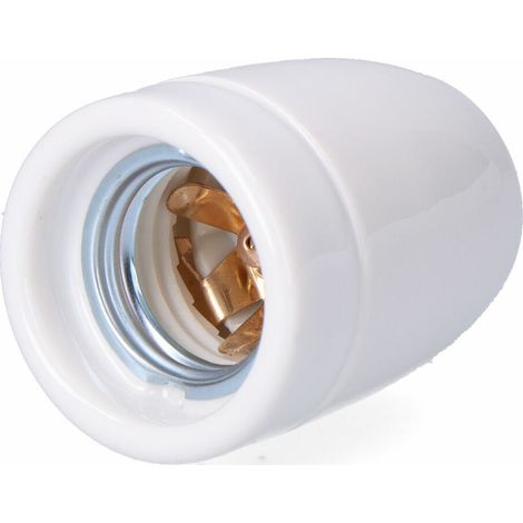 Portalampada vintage in ceramica E27, 100 W 250 V, bianco, ø47 x 59 mm (confezionato in termoretraibile) (1/2)