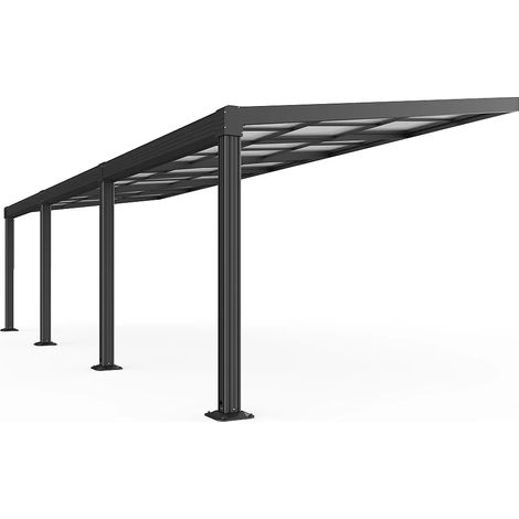 Pergola addossata in alluminio con tetto scorrevole - 27 m² - Antracite - IZEDA