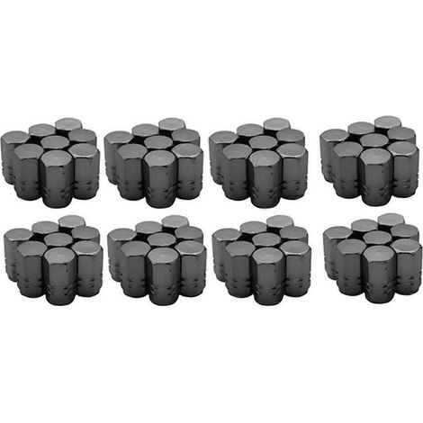 Lot de 64 bouchons de valve de pneu hexagonaux gris titane, anti-poussière, pour voiture (1/5)