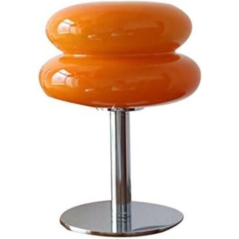 Lampe de Table Minimaliste Moderne en verre Champignon,Abat-Jour Rétro Couleur Macaron éclairage de Table de Chevet décoratif pour Salon, Chambre à Coucher (Orange) (1/5)