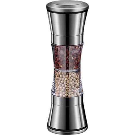 Ensemble de moulins à sel et à poivre – Mélangeur 2 en 1 en acier inoxydable avec broyeur grossier réglable – Moulin à épices, cadeau de chef de cuisine – Idéal pour une pendaison de crémaillère. (1/3)