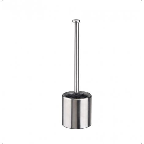 Brosse de toilette en acier inoxydable noir avec base, brosse de toilette de salle de bain de nettoyage domestique, brosse de nettoyage à poils doux et à long manche (1/5)