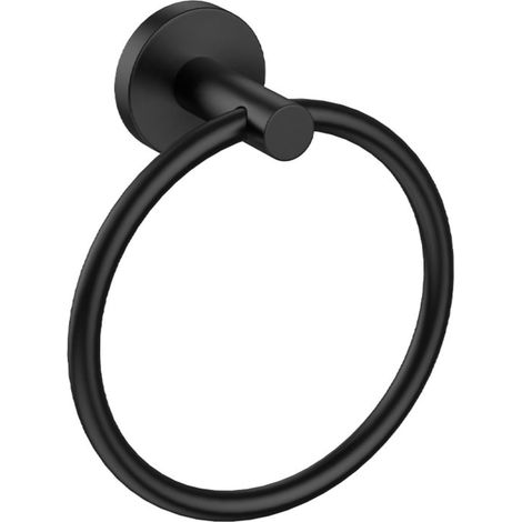 Toallero de pared redondo de acero inoxidable, color negro, apto para baños y cocinas. (1/5)