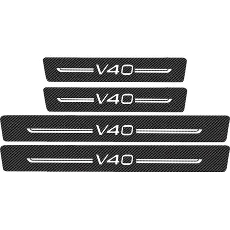 (4 pièces) Autocollants de seuil de porte avant et arrière avec logo Volvo V40,film de protection en fibre de carbone pour coffre et bas de caisse (1/3)