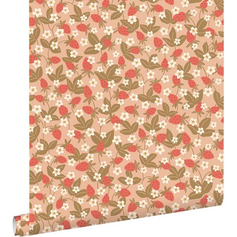 papier peint fraises rose terracotta - ESTAhome (1/5)