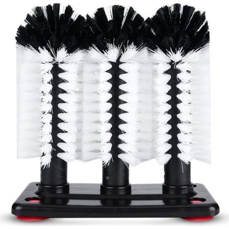 Brosse À Verre - 3 Têtes Rétractables - Base À Ventouse - Pour Bouteilles Et Surfaces Lisses - 1 Pièce (1/4)