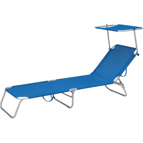 Lettino prendisole pieghevole con tetto parasole - Misura 180x55x90 cm e portata massima 120 Kg - Sdraio da giardino con struttura in metallo e tessut (1/5)