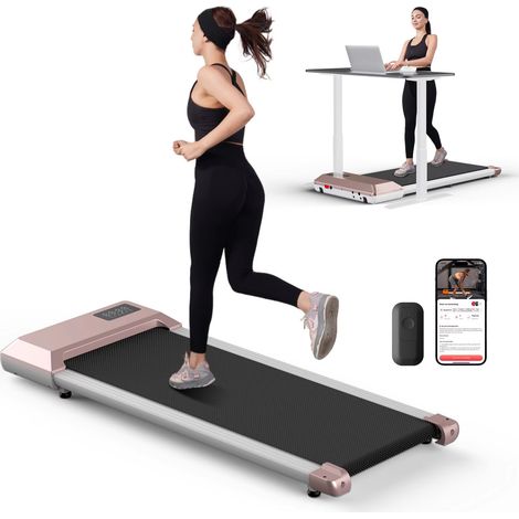 Tapis de marche électrique 2,5 CV compact avec télécommande, amorti anti-chocs, antidérapant, bureau et télétravail
