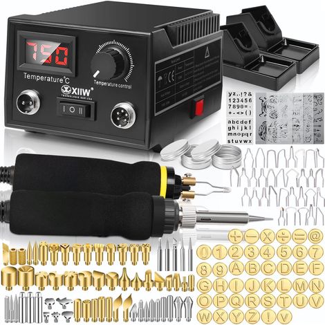 Gravierer & Präzisionswerkzeuge, 165-tlg Holzbrenner Werkzeug Brandmalstation, 100W Brandmalerei und Lötkolben set, Holzbrenner Brennkolben Brandmalgeräte, Digital Display, Lötstation Soldering Iron