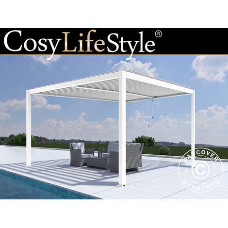 Cenador pérgola bioclimática San Pablo Alu+, 4x4m, Blanco (1/4)