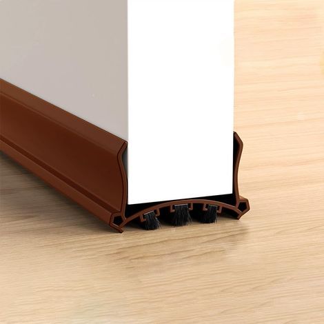 96cm Marron Calfeutrer Bas de Porte, Boudin de Porte Autocollant,Isolation Phonique Porte, Pour Portes de 3,5 à 5,5 cm d'épaisseur et Espace Inférieur de 0,3 à 2 cm, (brown) (1/5)