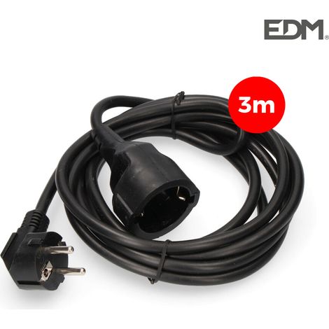 Schlauchverlängerung, 3x1,5, T/TL, 3m, schwarz EDM 23212