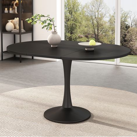 Tavolo ovale allungabile da pranzo 100/140 x 100 x 75 cm in MDF e ferro nero DESVIAE (1/5)