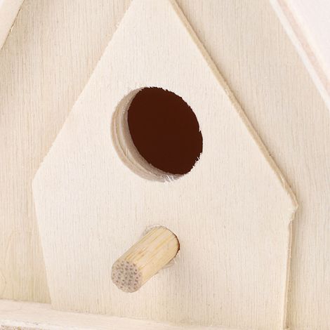 [Casitas para pájaros] + [Sin marca] + [Miniatura] + [Casitas colgantes miniatura para pájaros hechas de madera plana natural para jardín y balcón - 4 piezas, aprox. 7 x 4 x 6,5 cm] (1/5)