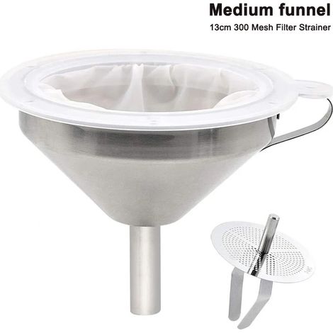 Entonnoir en acier inoxydable, 5 pouces entonnoir de cuisine en acier inoxydable 304 avec filtre à mailles en acier inoxydable et écran filtrant alimentaire de 300 mesh pour transférer des liquides (1/5)