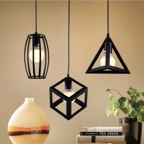 Industriel Suspension Luminaire Rétro Lustre Plafonnier Vintage Géométrie pour Restaurant Salon Chambre Cuisine Bar (1/4)