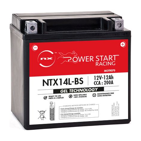 NX - Batterie moto Gel NTX14L-BS / YTX14L-BS / YTX16L 12V 12Ah (1/2)