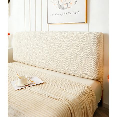 Kindfiber OÜ-Housse Tete De Lit 150 cm, Élastique Jacquard Housse De Tete De Lit Antitaches, Beige Houssen De Protection De Tête Lavable (1/5)