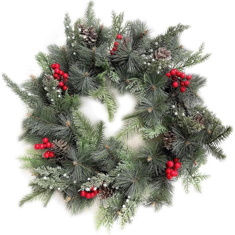 Guirlande de Noël artificielle en sapin VIRIDIS Viridis Ø 55 cm Vert/Rouge/Blanc 1 pièce (1/2)