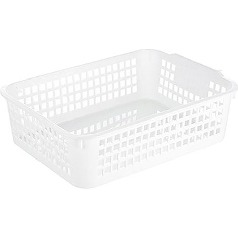 Panier de Rangement Bureau Plastique Rectangulaire Empilable avec Poignée Organisateur Compact Léger Facile à Nettoyer (1/5)