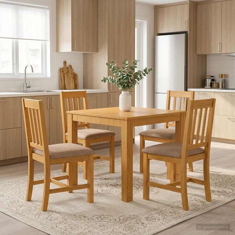 vidaXL Ensemble de salle à manger 5 pc Gris Bois de chêne massif (1/5)