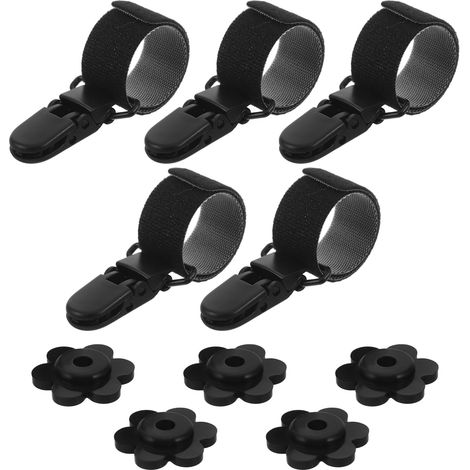 Juego de 10 clips ajustables para banderas de jardín, topes de plástico, fijaciones resistentes al viento para mástiles, accesorios decorativos para balcones y exteriores. (1/5)