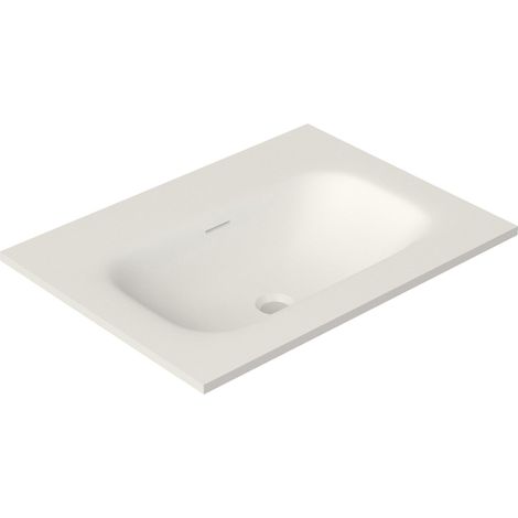 Saniclass Flow Meuble lavabo - 61x46x1.5cm - trop-plein - 1 vasque centrale - sans trous de robinet - solid surface blanc mat