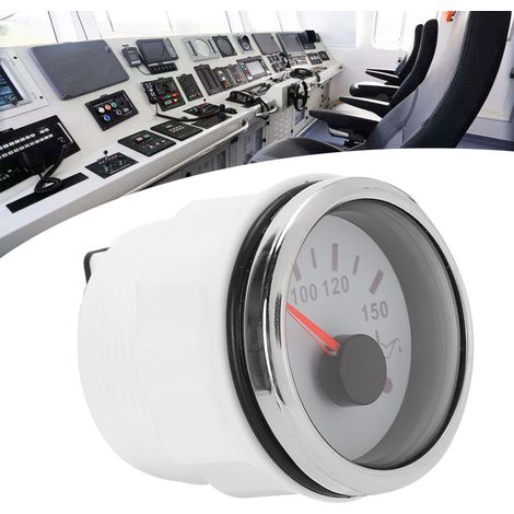 52-mm-Ölthermometer mit intelligentem Alarm, aus Edelstahl 316, für Auto und Boot, weiß
