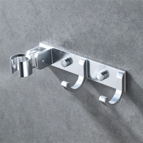 Bardusch-Support porte-serviettes intégré pommeau douche en aluminium, 1 pièce, finition noir/argent (1/4)
