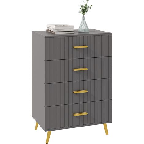 Commode 4 tiroirs TODD gris et doré (1/5)