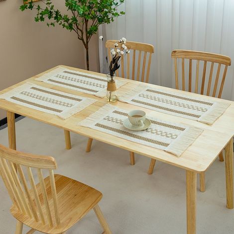 Lot de 4 sets de table bohèmes en polypropylène tissé et coton, 50 x 30 cm (1/5)