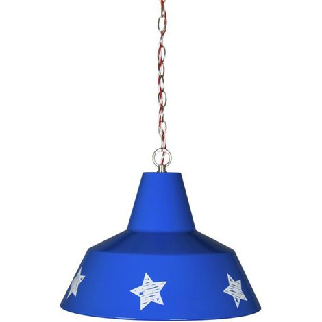 Coole Hängeleuchte im Amerika-Look,Metall blau mit weißen Sternen,E27 max. 60W (1/2)