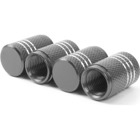 Accessoires de modification automobile, valves de pneus adaptées aux bouchons de noyau de valve et bouchons à vis Tesla Model 3 XYS - acier inoxydable, type à visser - couleur titane (marqué). (1/4)