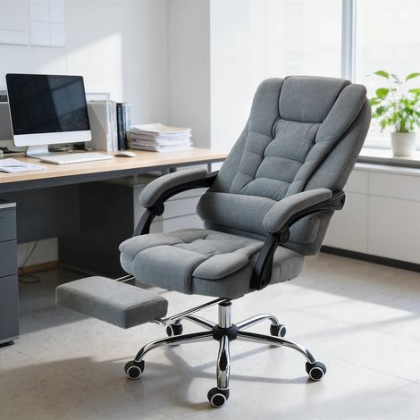 Silla de oficina con función de masaje y calefacción, altura regulable, respaldo reclinable, 65x70x111-119cm, gris.