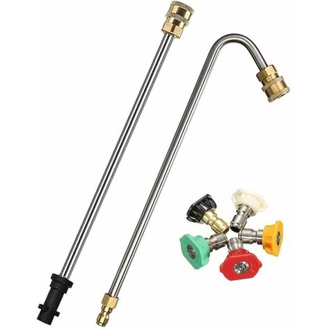 Lance De Pulvérisation Coudée - Pour Nettoyeur Haute Pression - 3 Angles Réglables - 5 Embouts Inclus - Compatible Avec Modèles K2 À K7 - 1 Pièce (1/5)