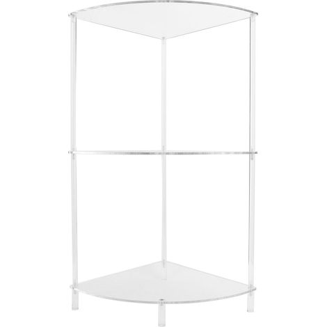 3-Tier Acrylic Corner Side Table with Tempered Glass Shelves for Living Room, Bedroom, Bathroom, Hallway (1/5)