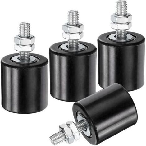 NALOOKAMIC noir， Lot de 4 rouleaux de guidage pour portail coulissant, 4,3 cm en nylon, support de portail, guide universel à roulement à billes scellé pour po