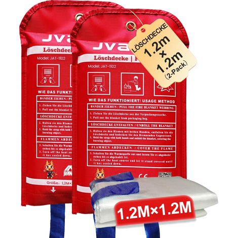 Lot de 2 couvertures anti-feu DIN EN 1869:2019 - En fibre de verre - Pour feux de graisse, voiture, cuisine, école, cheminée, barbecue, bureau, garage et atelier (1/5)