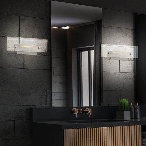 Lampada da parete cromata camera da letto soggiorno luce Lampada da parete a LED moderna, con interruttore, acrilico trasparente, 2x 3W 300lm bianco caldo, LxLxH 26x11x5,5 cm, set di 2