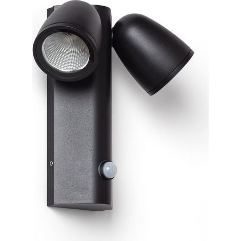 Applique Murale Extérieure LED 12W Aluminium avec Détecteur de Mouvement PIR Abel 2 Spots Noir (1/5)