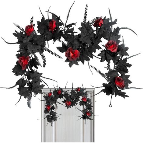 Guirlande Halloween pour Manteau Cheminée 1,8 m Guirlande Fausse Vigne Guirlande De Table Pour fête d'automne, porte, fenêtre, porche, entrée, mur, escalier, et comme centre de (1/5)