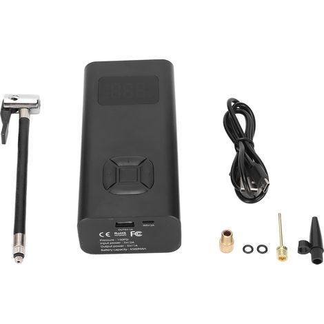 Pompe à air portable 150 PSI, mini gonfleur numérique sans fil 6500 mAh pour pneus de voiture, moto, vélo, ballon (1/5)