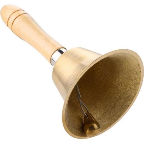 Cloche de table, 8cm clochette à main multifonctionnelle avec poignée en bois Instrument de musique (1/4)