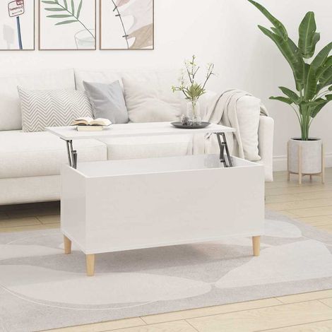 vidaXL Coffee Table High Gloss White 90x44,5x45 cm Engineered Wood (1/5)