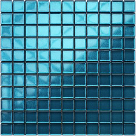 Ilcom mosaico in vetro su rete per bagno e cucina 30 x 30 cm - Blue metal (1/5)