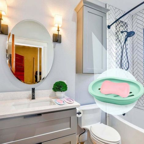 Porte-savon - Double Étagère pour Douche - Bac à Savon avec Évacuation - Plastique Haute Résistance - 4 Pièces (1/5)